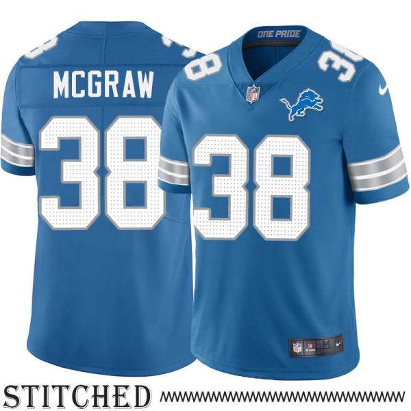 Detroit Lions #38 Jon McGraw Blue Home Jersey