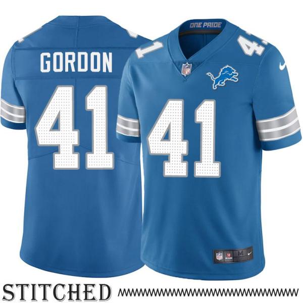 Detroit Lions #41 Lamar Gordon Blue Home Jersey