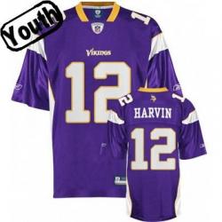 Percy Harvin Youth Football Jersey -#12 Minnesota Youth Jersey(Purple)