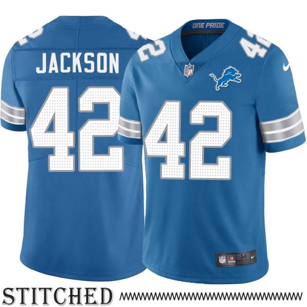 Detroit Lions #42 Justin Jackson Blue Home Jersey