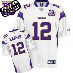 Percy Harvin Youth Football Jersey -#12 Minnesota Youth Jersey(White 50th)