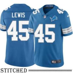 Detroit Lions #45 Dan Lewis Blue Home Jersey