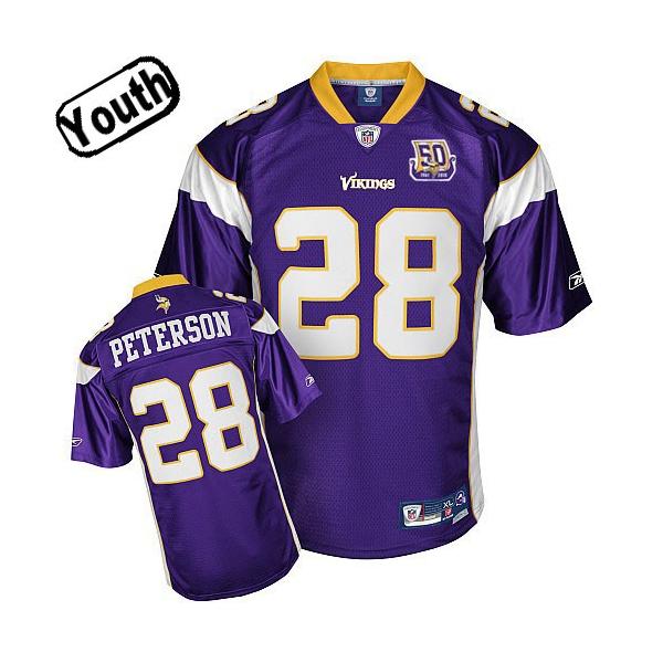 Adrian Peterson Youth Football Jersey -#28 Minnesota Youth Jersey(Purple) S/10-12