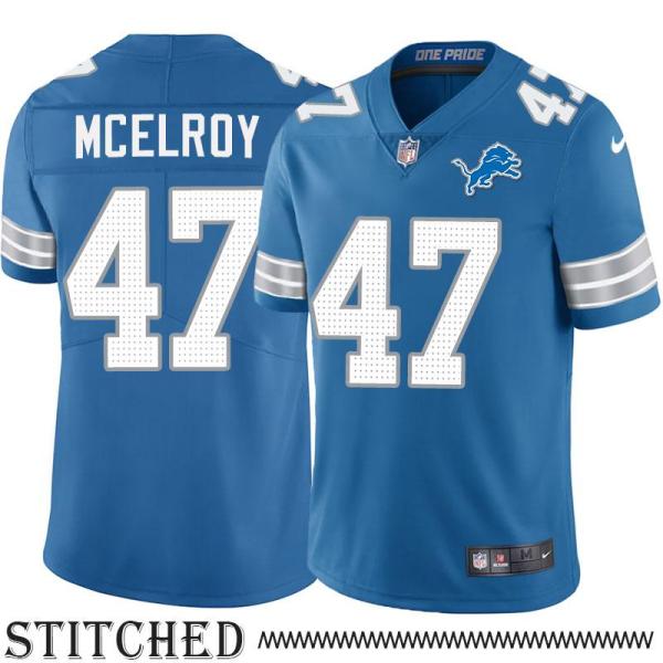 Detroit Lions #47 Ray McElroy Blue Home Jersey