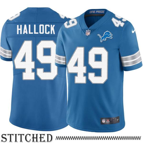 Detroit Lions #49 Ty Hallock Blue Home Jersey