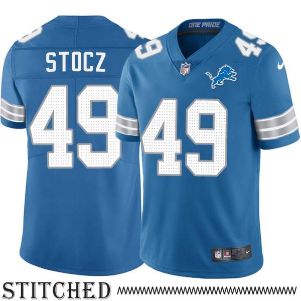 Detroit Lions #49 Eric Stocz Blue Home Jersey