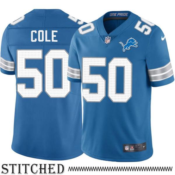 Detroit Lions #50 Eddie Cole Blue Home Jersey