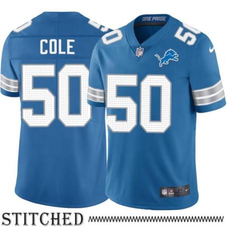 Detroit Lions #50 Eddie Cole Blue Home Jersey
