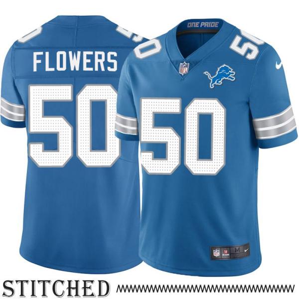 Detroit Lions #50 Keith Flowers Blue Home Jersey
