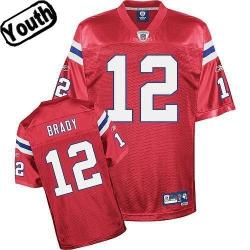 Tom Brady Youth Football Jersey -#12 New England Youth Jersey(Red)