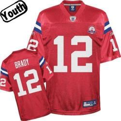Tom Brady Youth Football Jersey -#12 New England Youth Jersey(Red 50th)