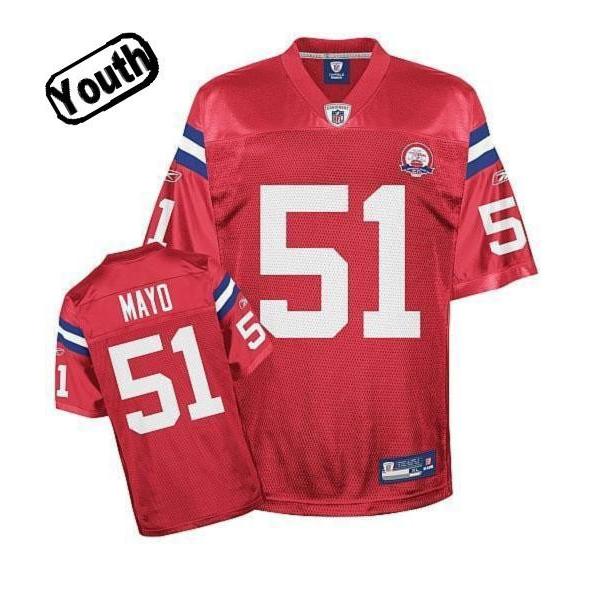 Jerod Mayo Youth Football Jersey -#51 New England Youth Jersey(Red 50th)
