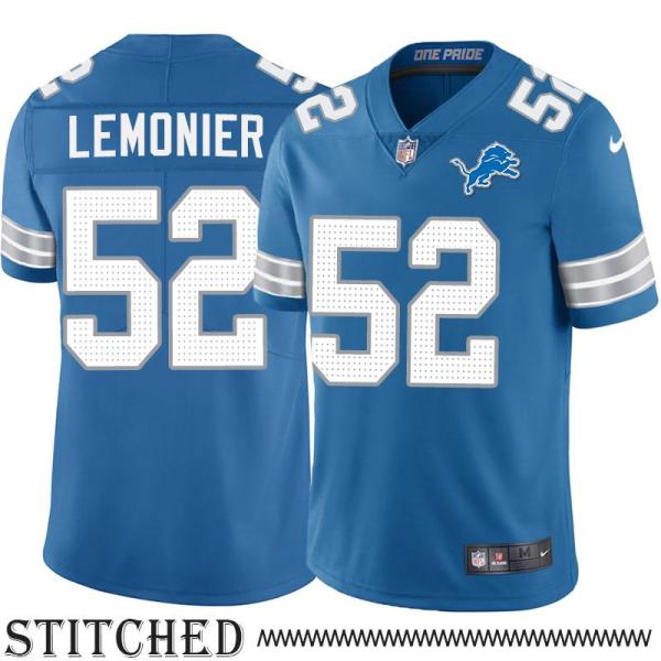 Detroit Lions #52 Jessie Lemonier Blue Home Jersey