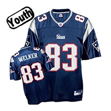 Wes Welker Youth Football Jersey -#83 New England Youth Jersey(Blue)