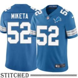 Detroit Lions #52 Andy Miketa Blue Home Jersey
