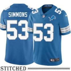 Detroit Lions #53 Jack Simmons Blue Home Jersey