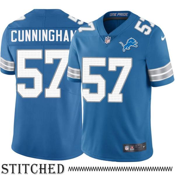 Detroit Lions #57 Leon Cunningham Blue Home Jersey