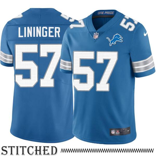Detroit Lions #57 Jack Lininger Blue Home Jersey