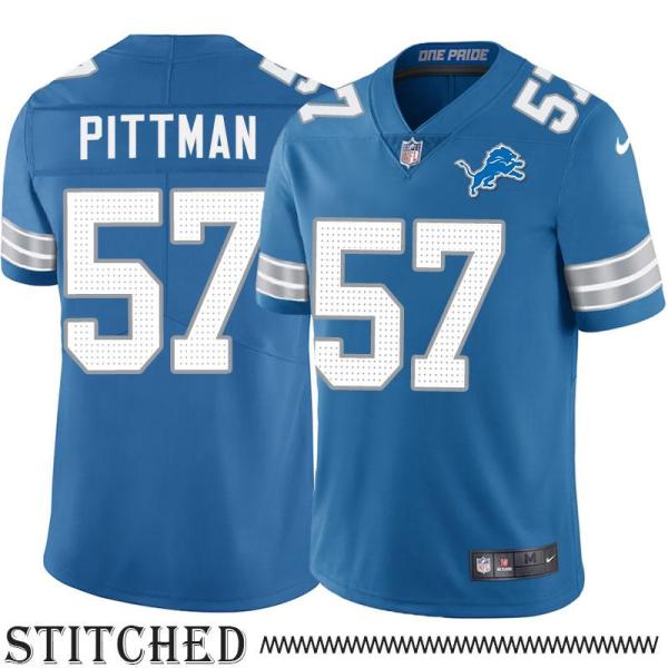 Detroit Lions #57 Anthony Pittman Blue Home Jersey