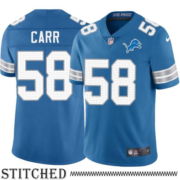 Detroit Lions #58 Carl Carr Blue Home Jersey