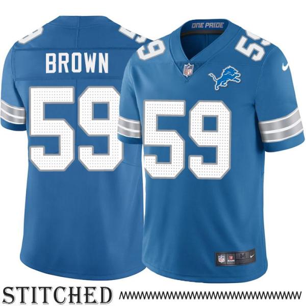 Detroit Lions #59 Reggie Brown Blue Home Jersey