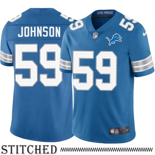 Detroit Lions #59 Mike Johnson Blue Home Jersey