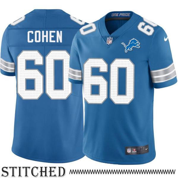 Detroit Lions #60 Joe Cohen Blue Home Jersey