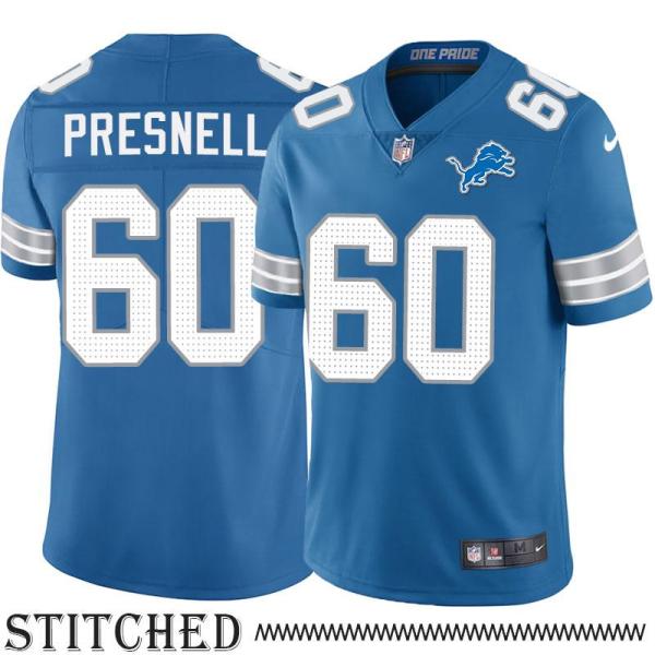 Detroit Lions #60 Glenn Presnell Blue Home Jersey