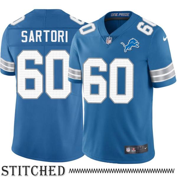 Detroit Lions #60 Larry Sartori Blue Home Jersey