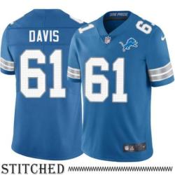 Detroit Lions #61 Frank Davis Blue Home Jersey