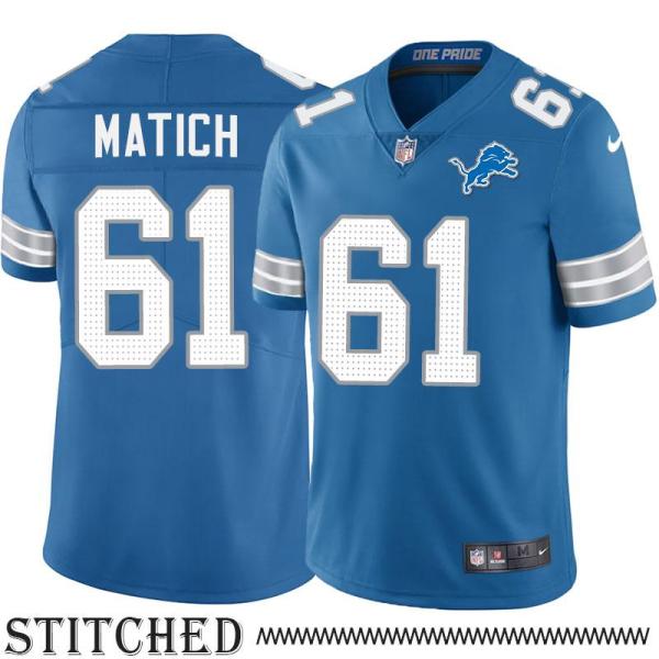 Detroit Lions #61 Trevor Matich Blue Home Jersey