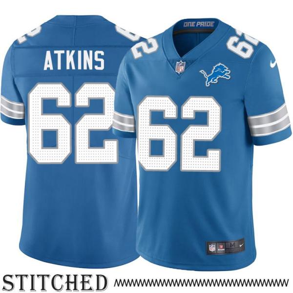 Detroit Lions #62 George Atkins Blue Home Jersey