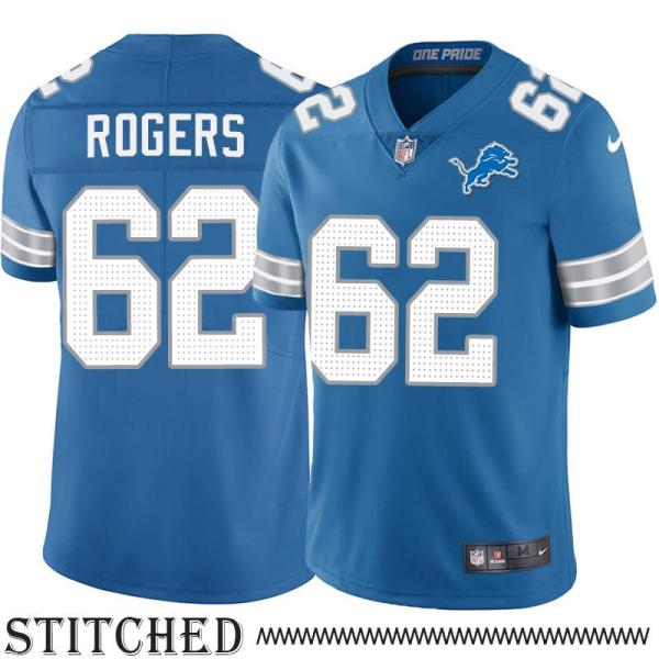 Detroit Lions #62 Bill Rogers Blue Home Jersey