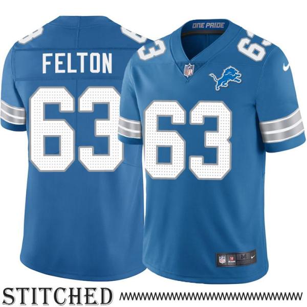 Detroit Lions #63 Joe Felton Blue Home Jersey
