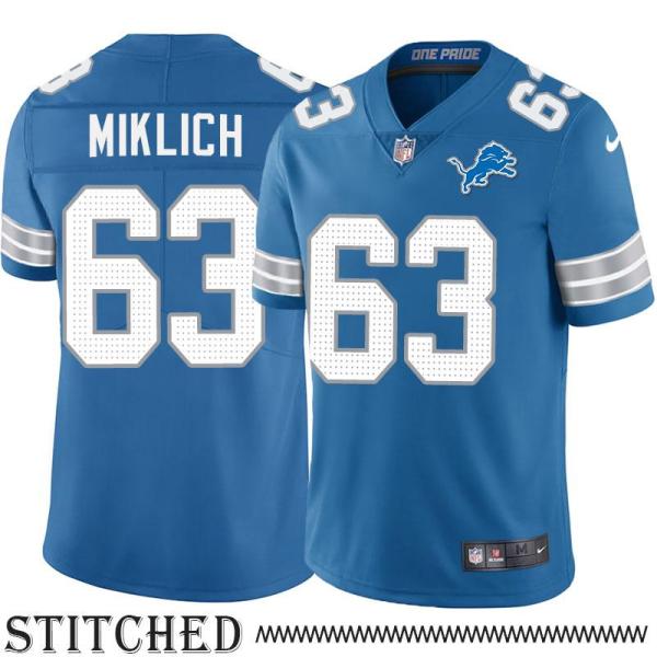 Detroit Lions #63 Bill Miklich Blue Home Jersey