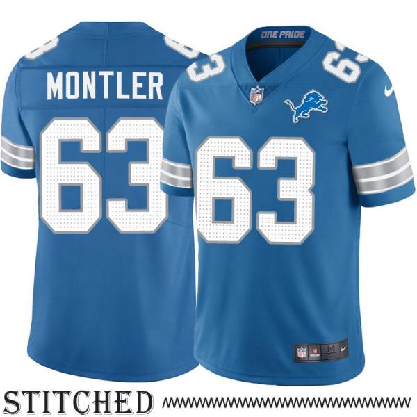 Detroit Lions #63 Mike Montler Blue Home Jersey