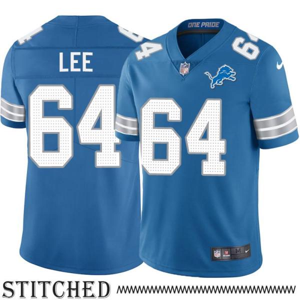 Detroit Lions #64 Larry Lee Blue Home Jersey