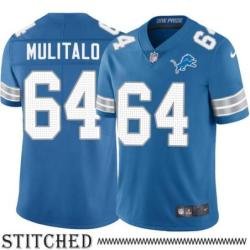 Detroit Lions #64 Edwin Mulitalo Blue Home Jersey