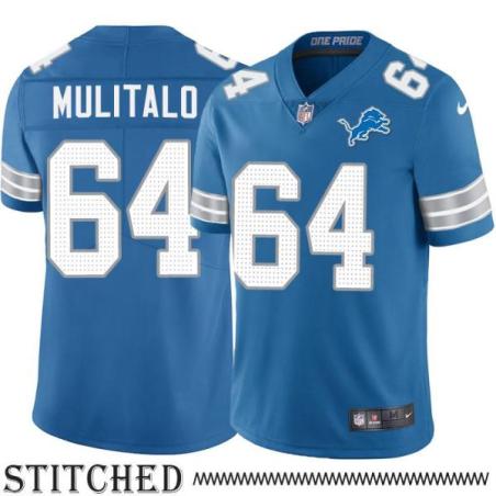 Detroit Lions #64 Edwin Mulitalo Blue Home Jersey