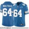 Detroit Lions #64 Edwin Mulitalo Blue Home Jersey