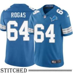 Detroit Lions #64 Dan Rogas Blue Home Jersey