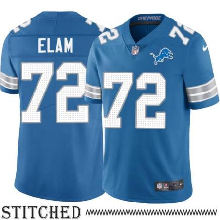 Detroit Lions #72 Cleveland Elam Blue Home Jersey