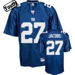 Brandon Jacobs Youth Football Jersey -#27 NY-G Youth Jersey(Blue)