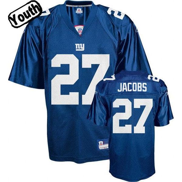 Brandon Jacobs Youth Football Jersey -#27 NY-G Youth Jersey(Blue)