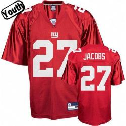 Brandon Jacobs Youth Football Jersey -#27 NY-G Youth Jersey(Red)