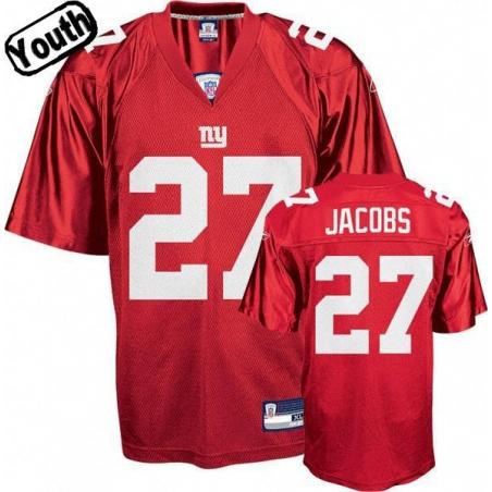 Brandon Jacobs Youth Football Jersey -#27 NY-G Youth Jersey(Red)