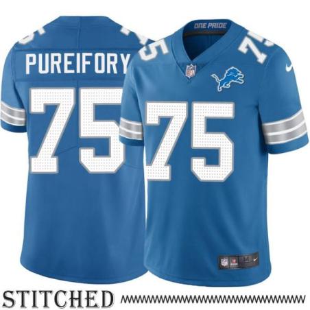 Detroit Lions #75 Dave Pureifory Blue Home Jersey
