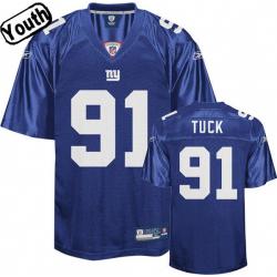 Justin Tuck Youth Football Jersey -#91 NY-G Youth Jersey(Blue)
