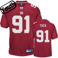 Justin Tuck Youth Football Jersey -#91 NY-G Youth Jersey(Red)