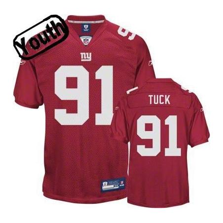 Justin Tuck Youth Football Jersey -#91 NY-G Youth Jersey(Red)
